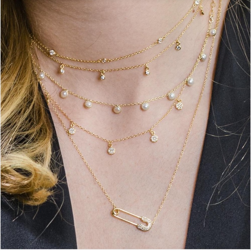 SOLD❣️14K Gold Genuine Pearl Charm Choker Necklace - Picture 3 of 6